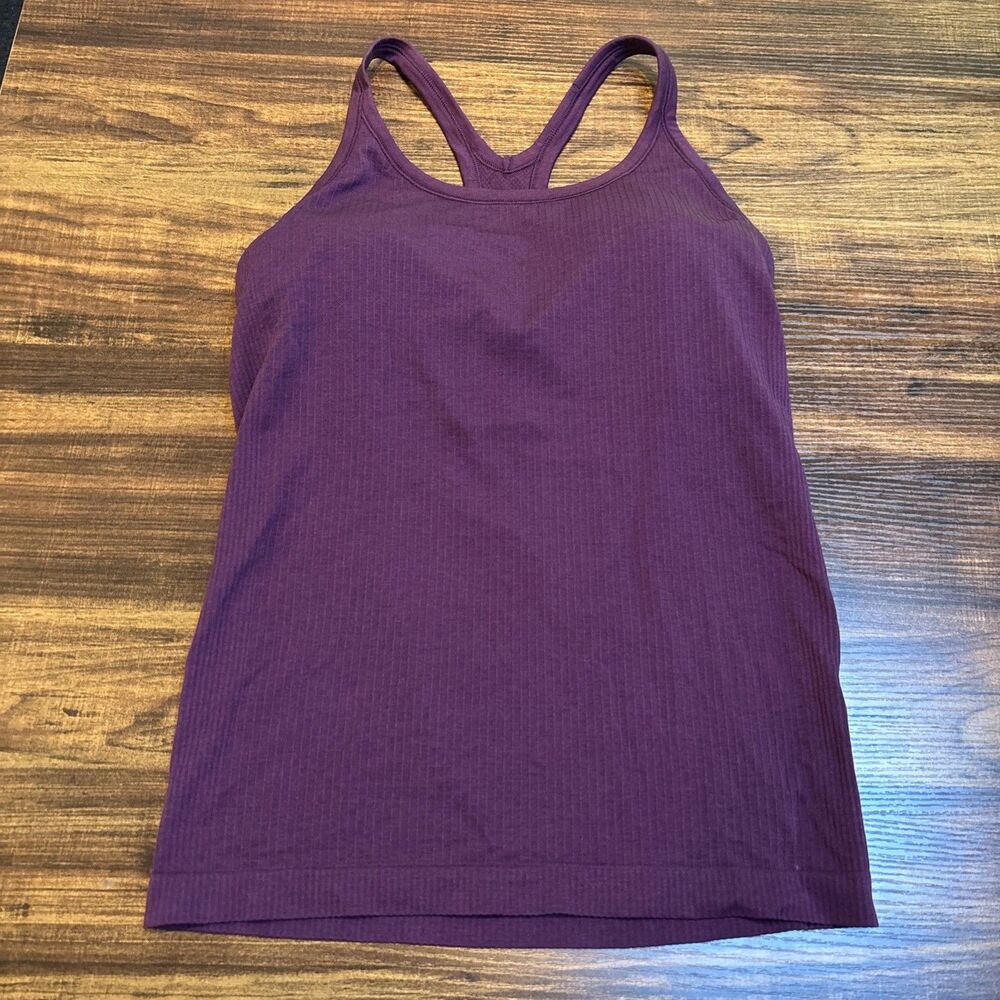 Lululemon Ebb to Street Sports Tank Size 10 Large Purple With Pads EUC